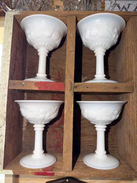 Milk Glass 4 cup Set